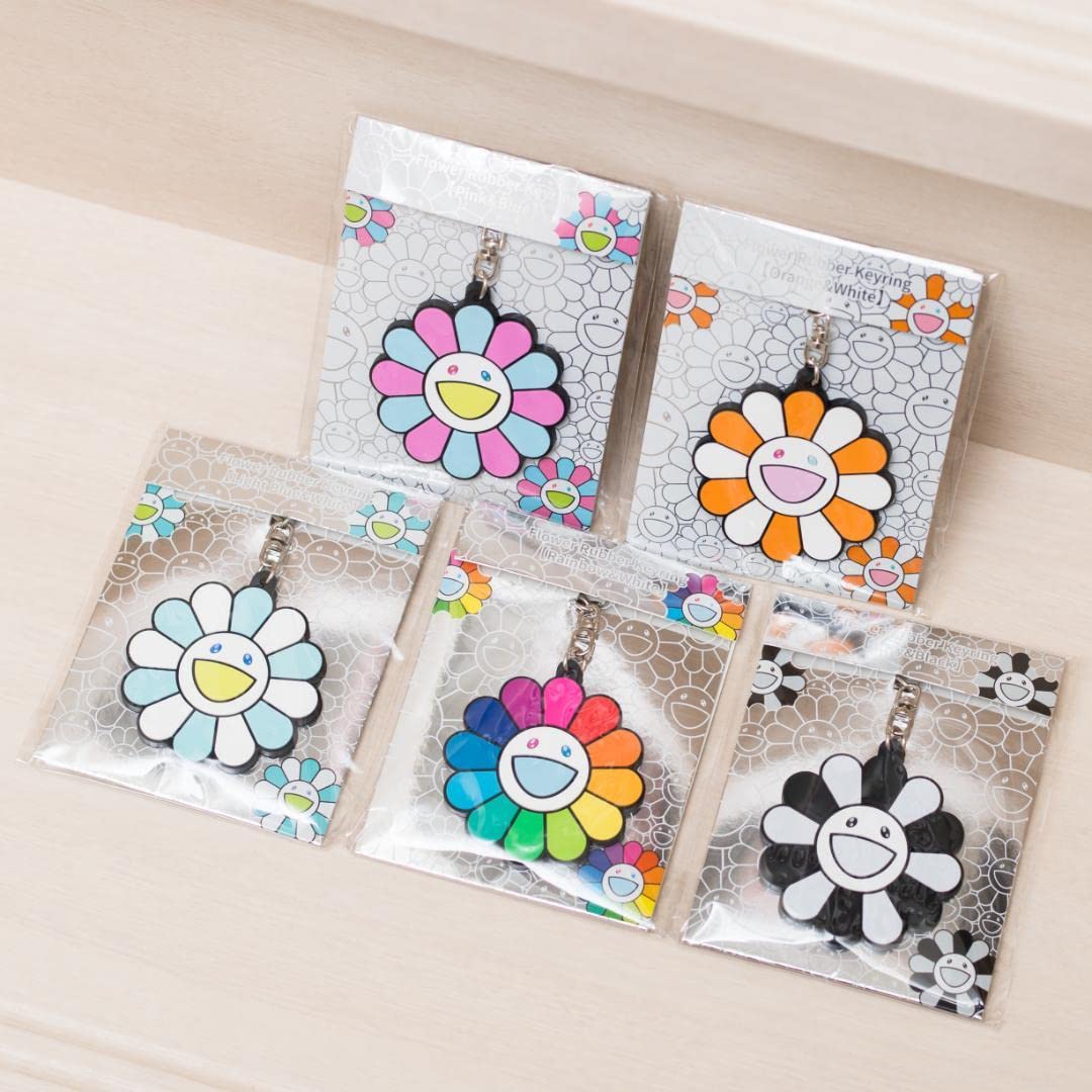 Amazon.co.jp: 村上隆 お花 ラバー キーホルダー クリア レインボー