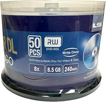 Amazon.com: DVD+R DL Double Layer Logo 8X 8.5GB 240min Video – LSK