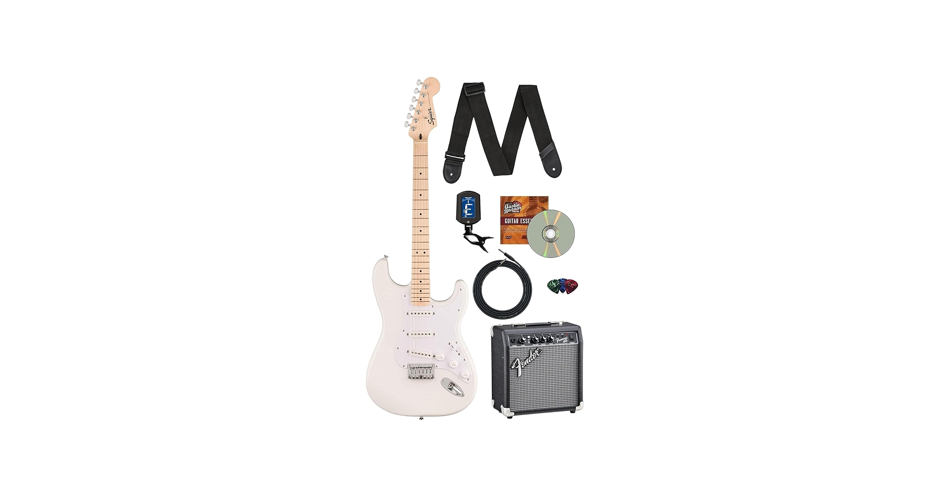 Amazon.com: Fender Squier Sonic Stratocaster HT - 北極白色套裝,附