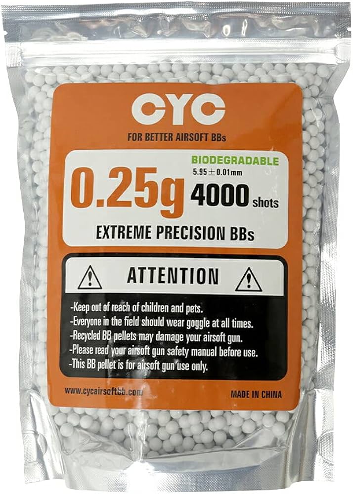 Amazon | CYC 超精密 バイオBB弾 5.95mm±0.01 0.25g*4000発(1kg) | BB