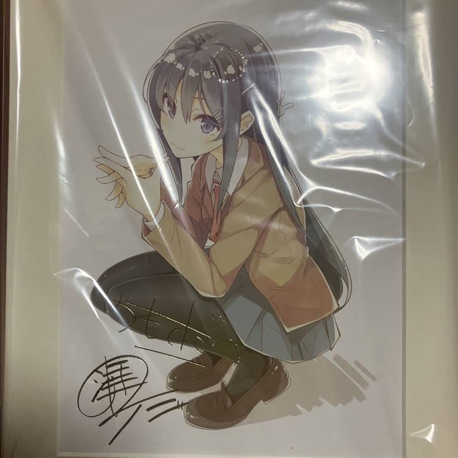 青春ブタ野郎 著者&イラストレーター箔押しサイン入り複製原画 青春