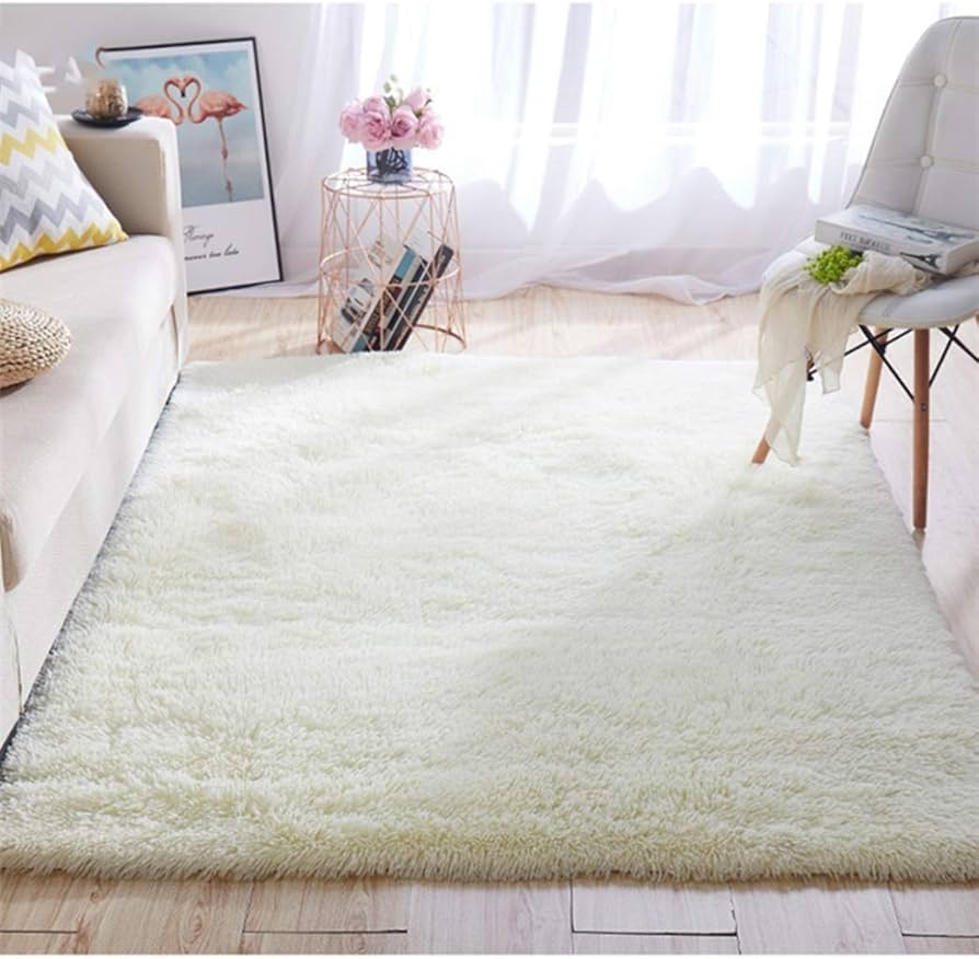 Amazon｜ラグマット ラグ 洗える 160*60cm ラグマット 白 ふわふわ