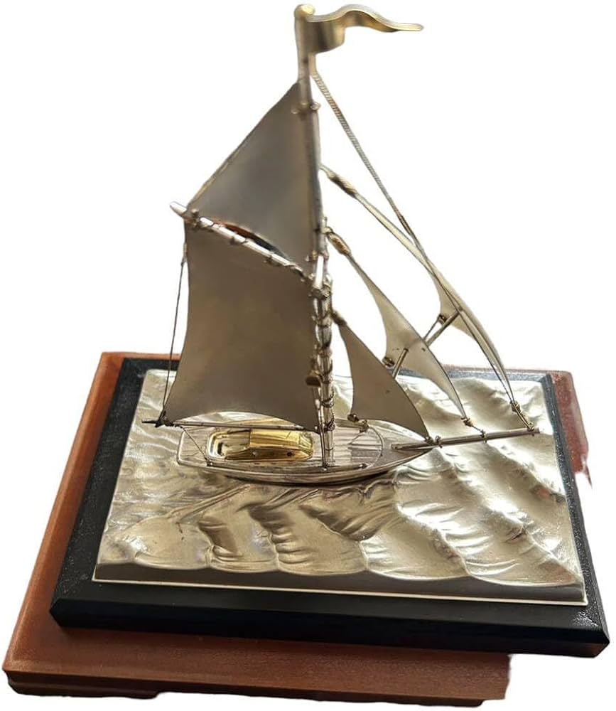 Amazon.co.jp: 置物 ヨット シルバー 銀製 帆船 SILVER インテリア