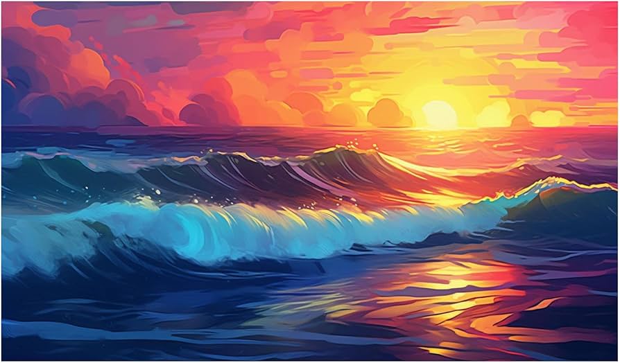 Amazon.co.jp: SHYAMIC 海絵 アート海 自然風景, オーシャンカラフル