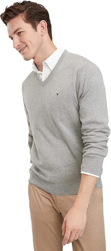 Amazon | トミーヒルフィガー メンズ コットン Vネック セーター