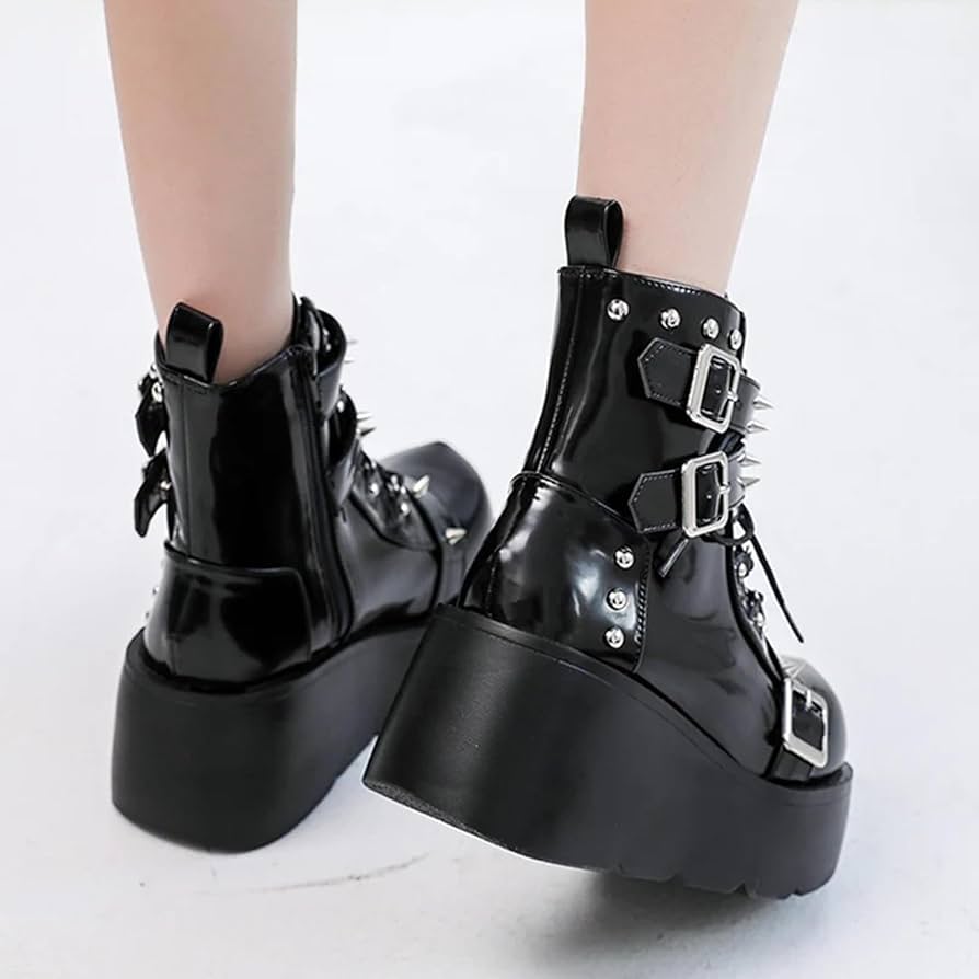 Amazon.com: ZKXYFFS Womens Goth Ankle Booties Chunky High Heel
