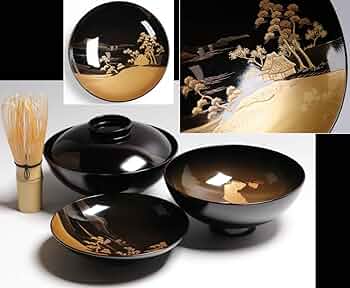 BK413 時代輪島塗 蓮図金蒔絵 吸物椀 二客 木製 茶道具 懐石 会席 菓子