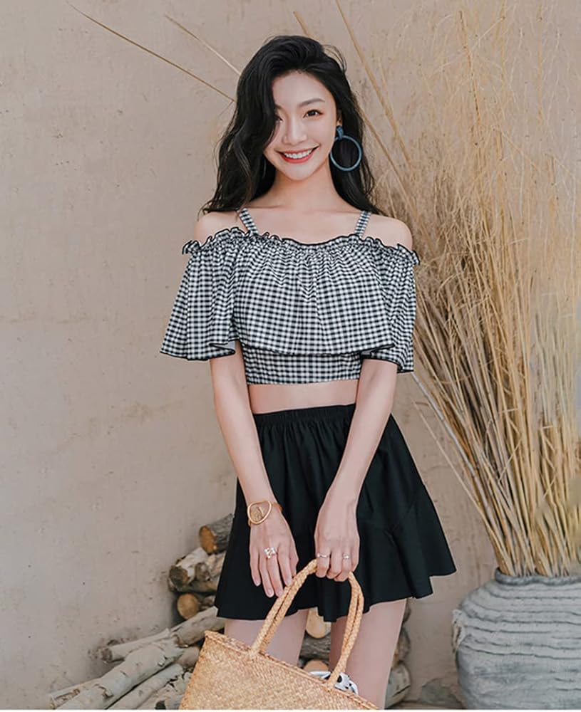 Amazon.co.jp: [D.IIZOO] 可愛い オフショル フリル ビキニ 水着 2点