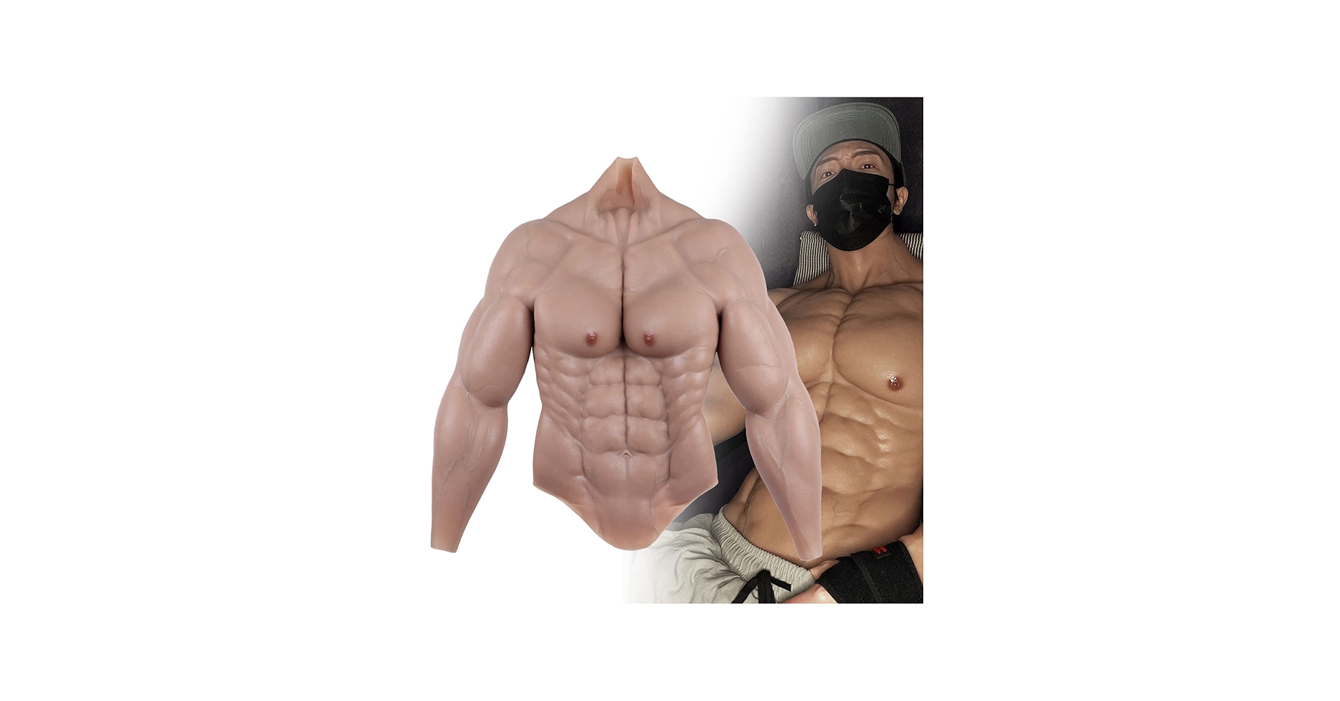 Amazon.co.jp: シリコンマッスルチェストリアルなハーフボディスーツ