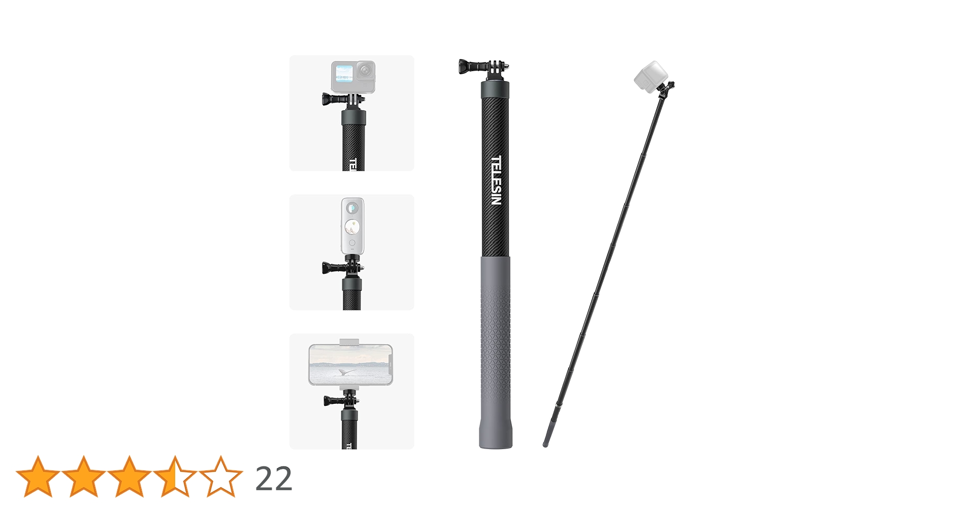 送料込】insta360 カーボン製 3メートル 1脚 送料込】insta360