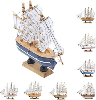 Amazon | Shiwaki 船 模型 完成品 帆船モデル 木製 台座付き 航海 卓上