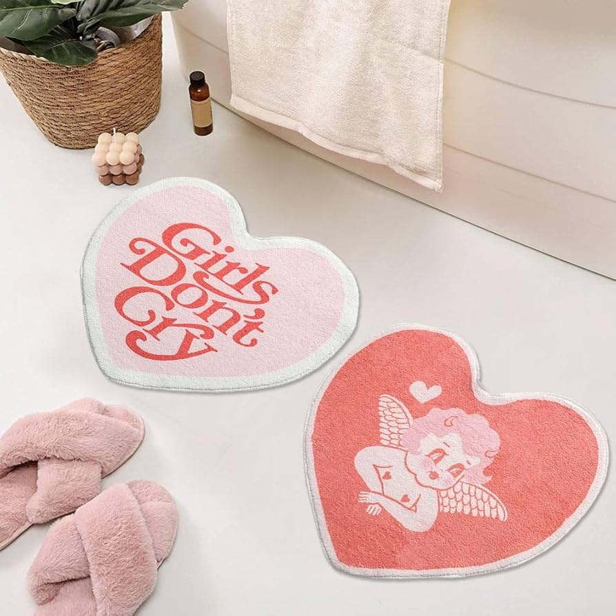 Amazon.co.jp: Girls Don't Cry バスルームラグ ピンク 英字 FUUNY