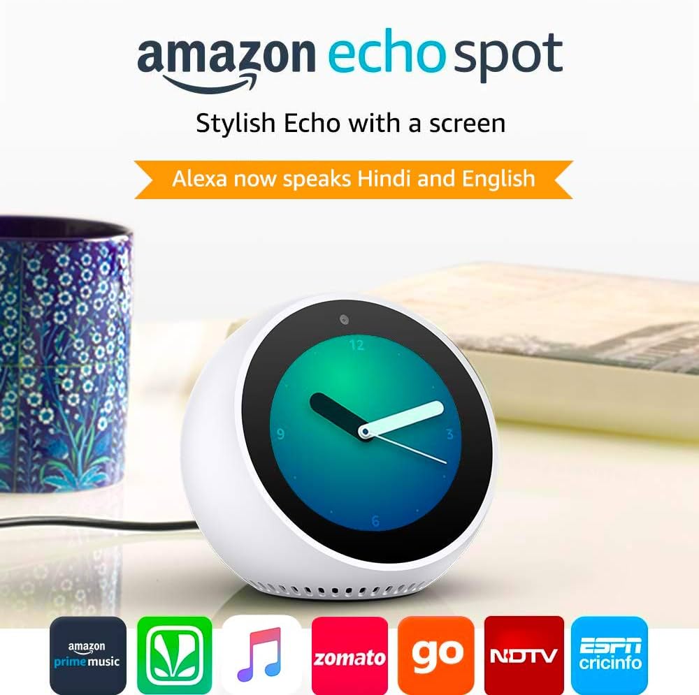 Echo Spot – Smart Alarm Clock with Alexa - White : Amazon.in