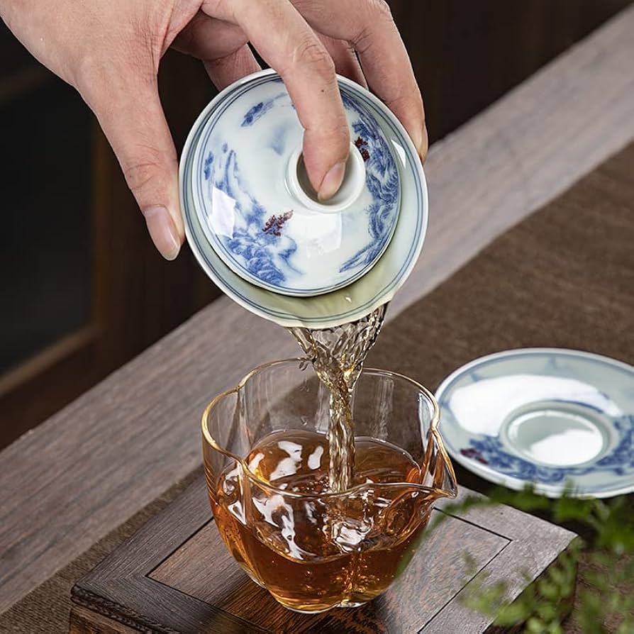 Amazon.co.jp: 手绘蓋碗,中国茶器セット,茶碗,セラミック景徳鎮の青と