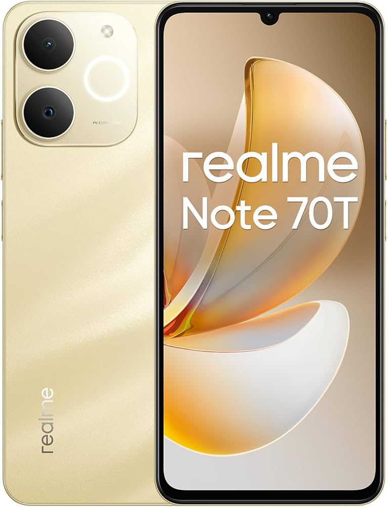 realme Note 70T 4G Smartphone 4+128GB, Gold, 6.75-inch screen