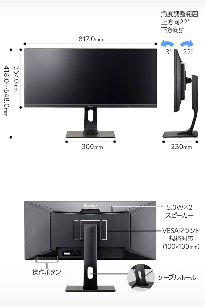 iiyama Prolite XUB3493WQSU-B1 86,7cm ADS-IPS LED-Monitor UWQHD Pip