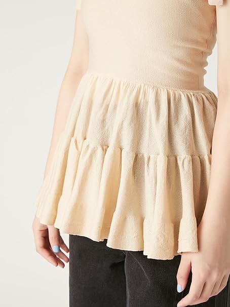 Amazon | [フレイ アイディー] ショルダーリボンペプラムニットキャミ