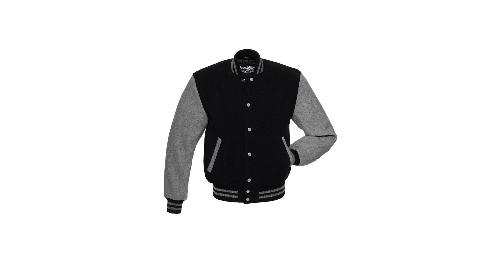 Stewart & Strauss All Wool Black and Grey Varsity Letterman Jacket