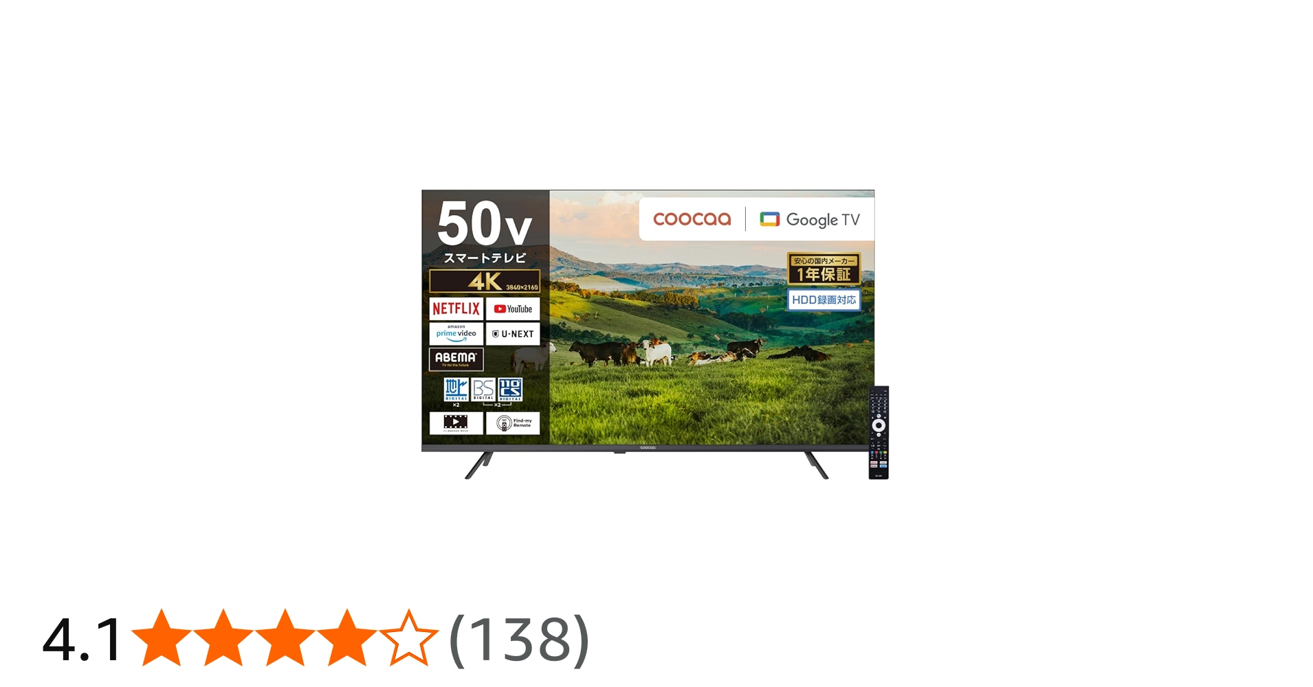 Amazon | coocaa（クーカ） ドウシシャ スマートテレビ 4K 液晶 Google