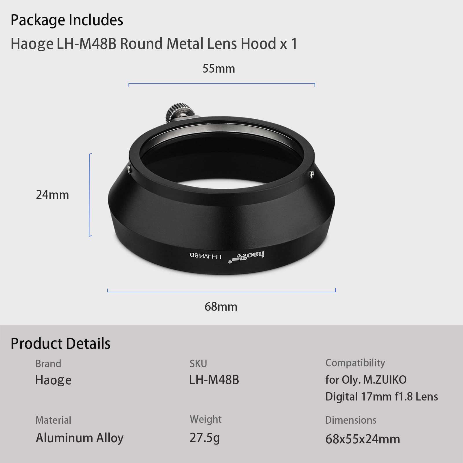 Amazon | Haoge LH-M48B メタルレンズフードシェード オリンパス M