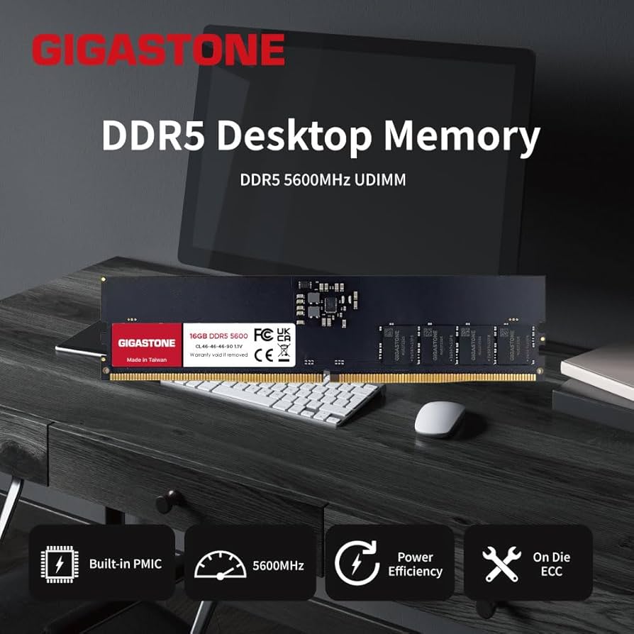 DDR5 RAM】 GIGASTONE 32GB Kit (2x16GB) DDR5 5600MHz PC5-44800 CL