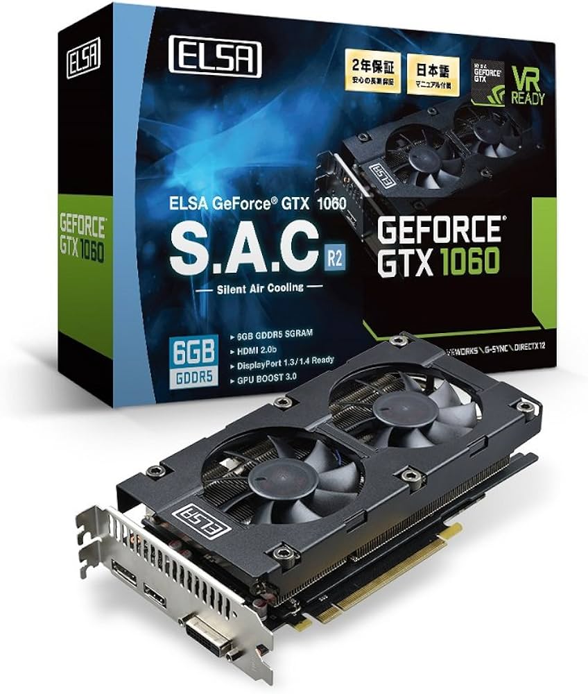 Amazon.co.jp: ELSA GeForce GTX 1060 6GB S.A.C R2 Graphics Board