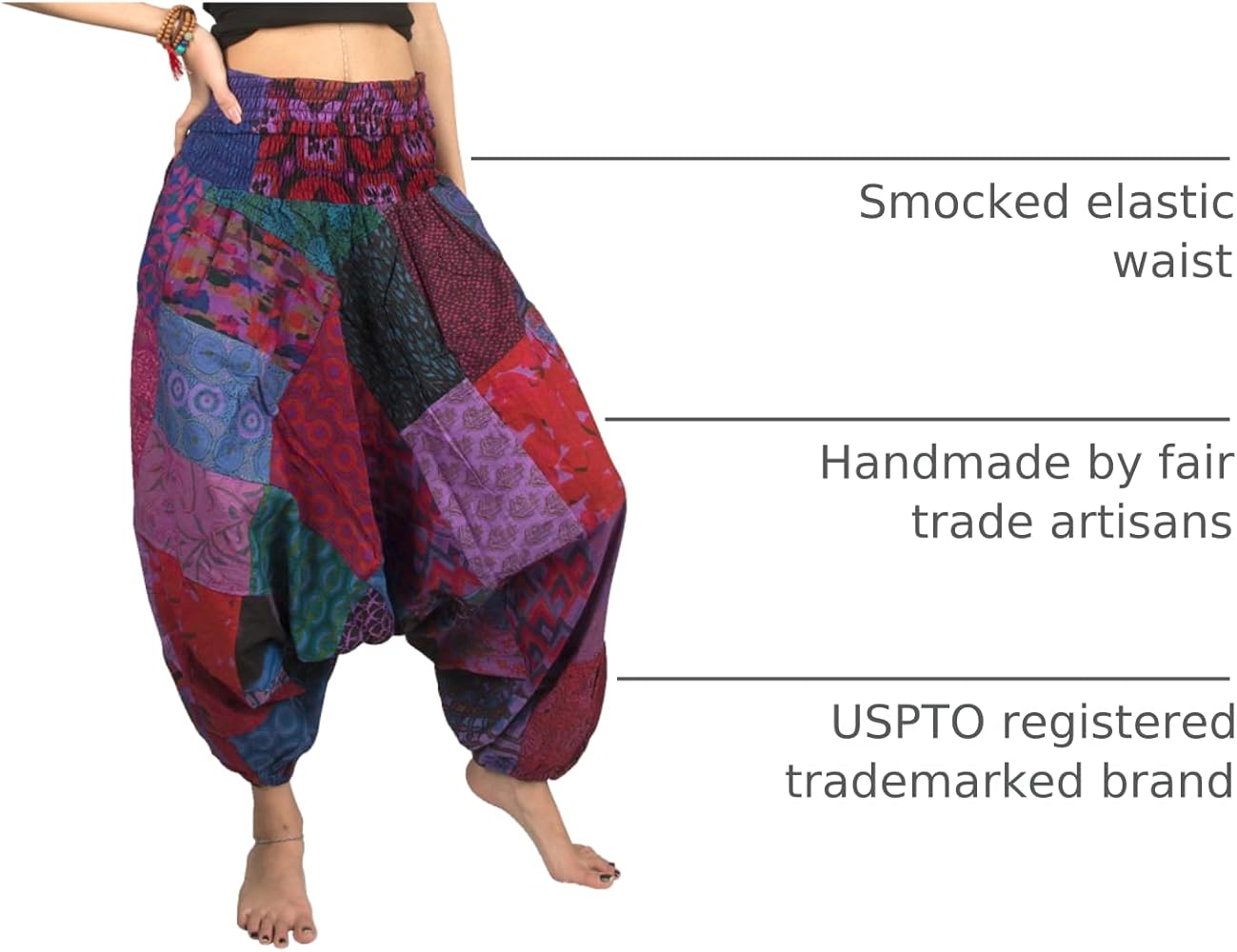 Amazon.com: Tribe Azure 100% Cotton Casual Pants Patchwork