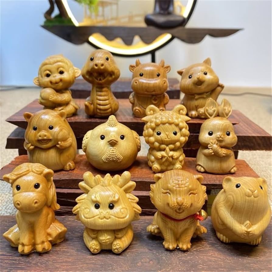 Amazon.co.jp: 干支飾り 12支セット 干支の置物 木彫り ミニチュア