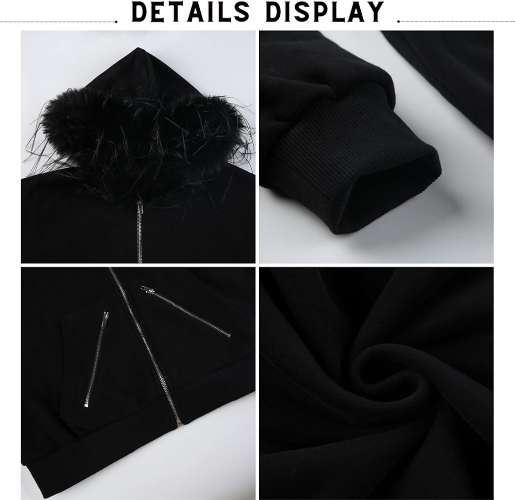Amazon.com: BAIMORE Women's Gothic Fur Hood Zip Up Long Sleeve