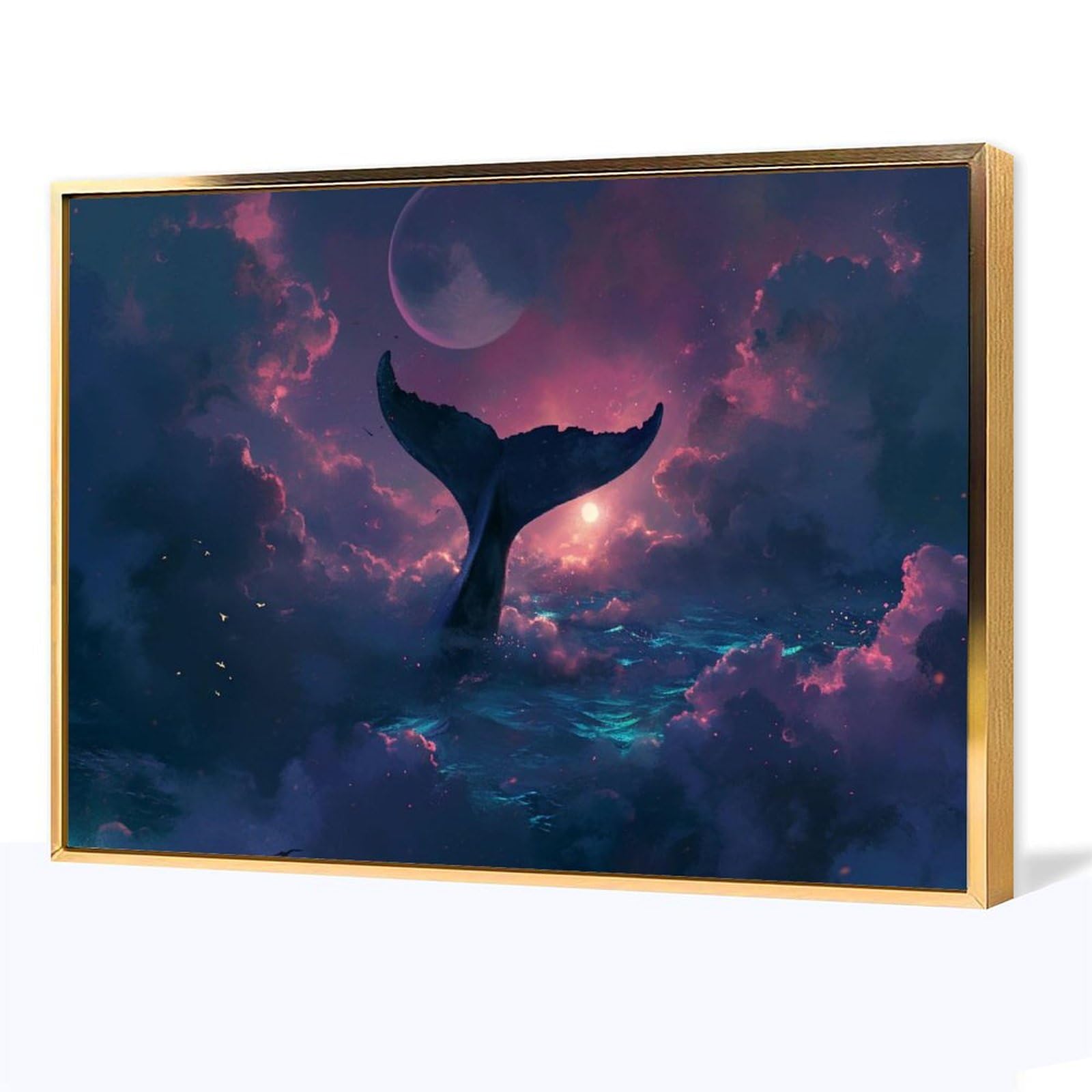 Amazon.co.jp: 絵画 クジラが海の底に潜るインテリア 絵画 動物