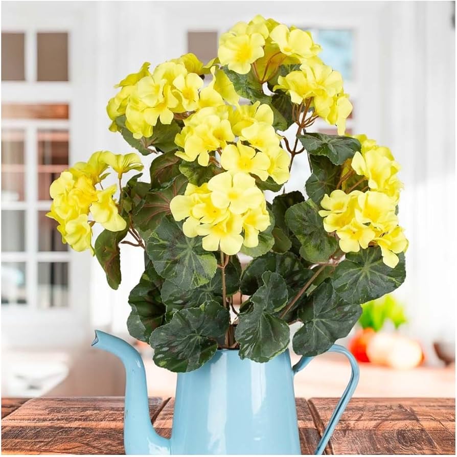 Amazon｜Factory Direct Craft 黄色い人工ゼラニウムブッシュ｜造花