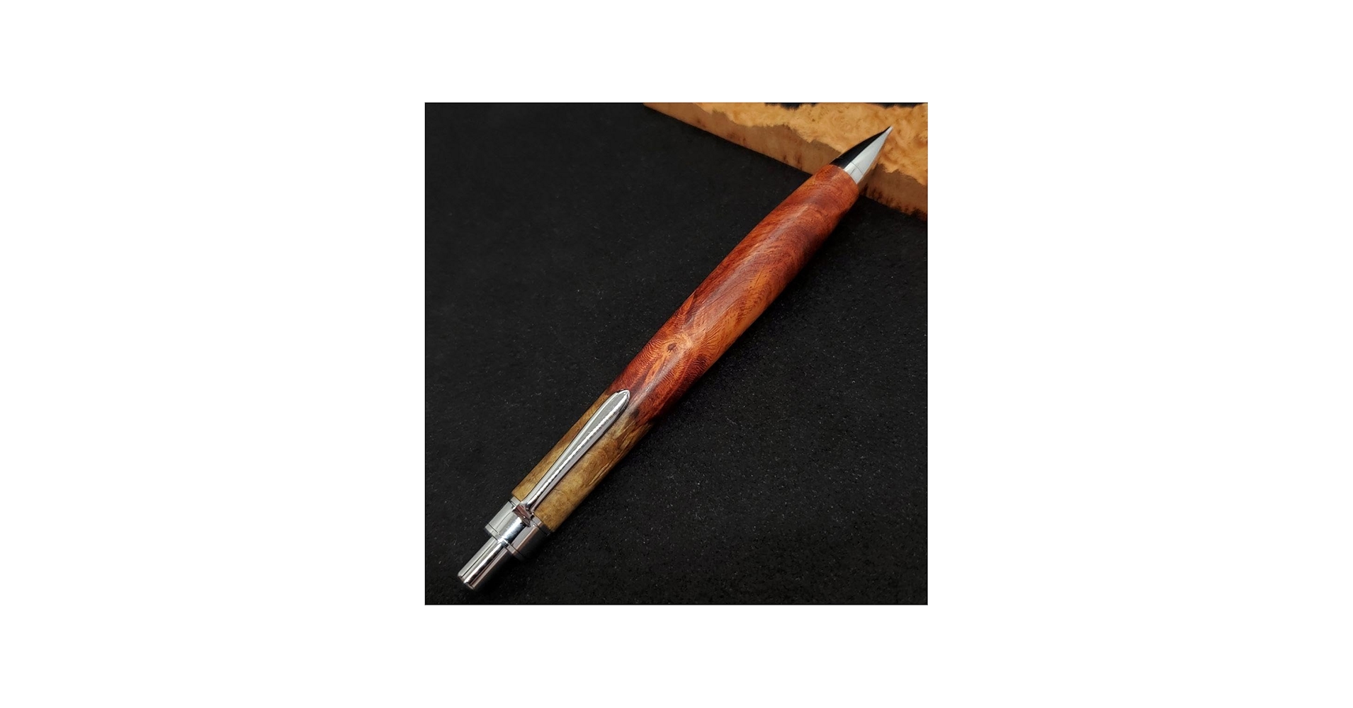 Amazon.co.jp: ⑱Bハンドメイド木軸シャーペン花梨瘤紅白赤濃いめ