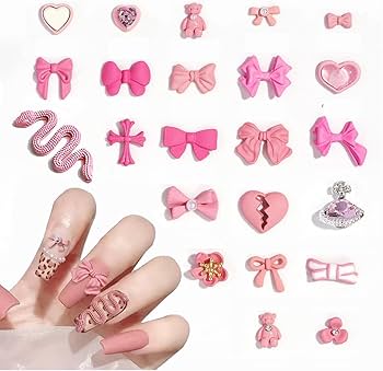 Amazon | 23個 3D ピンクネイルパーツピンクリボンネイルチャーム