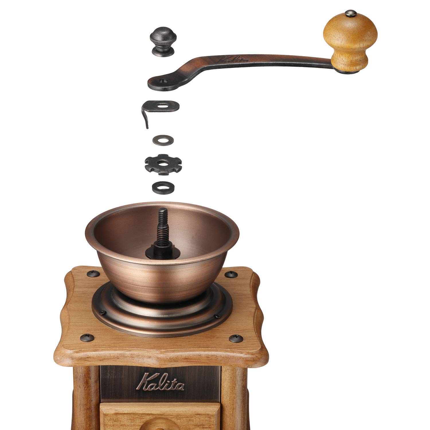 Amazon｜カリタ Kalita コーヒーミル 木製 丈夫な鋳鉄製カッター 銅板