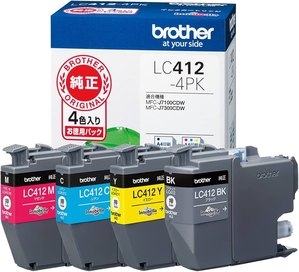 Amazon.co.jp: ブラザー工業 インクカートリッジ4色パックLC412-4PK
