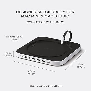 Satechi Mac Mini Hub & Stand with SSD Enclosure for NVME/SATA M.2