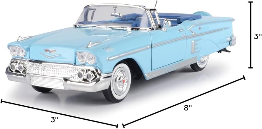 Amazon.com: 1958 Chevrolet Impala Convertible, Blue - Motormax