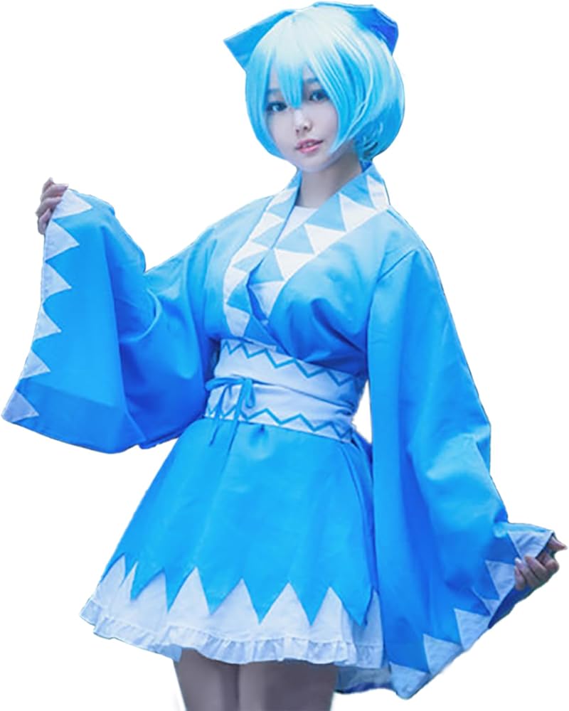 Amazon.co.jp: [milky time] ウィッグ付き 東方 チルノ コスプレ 衣装