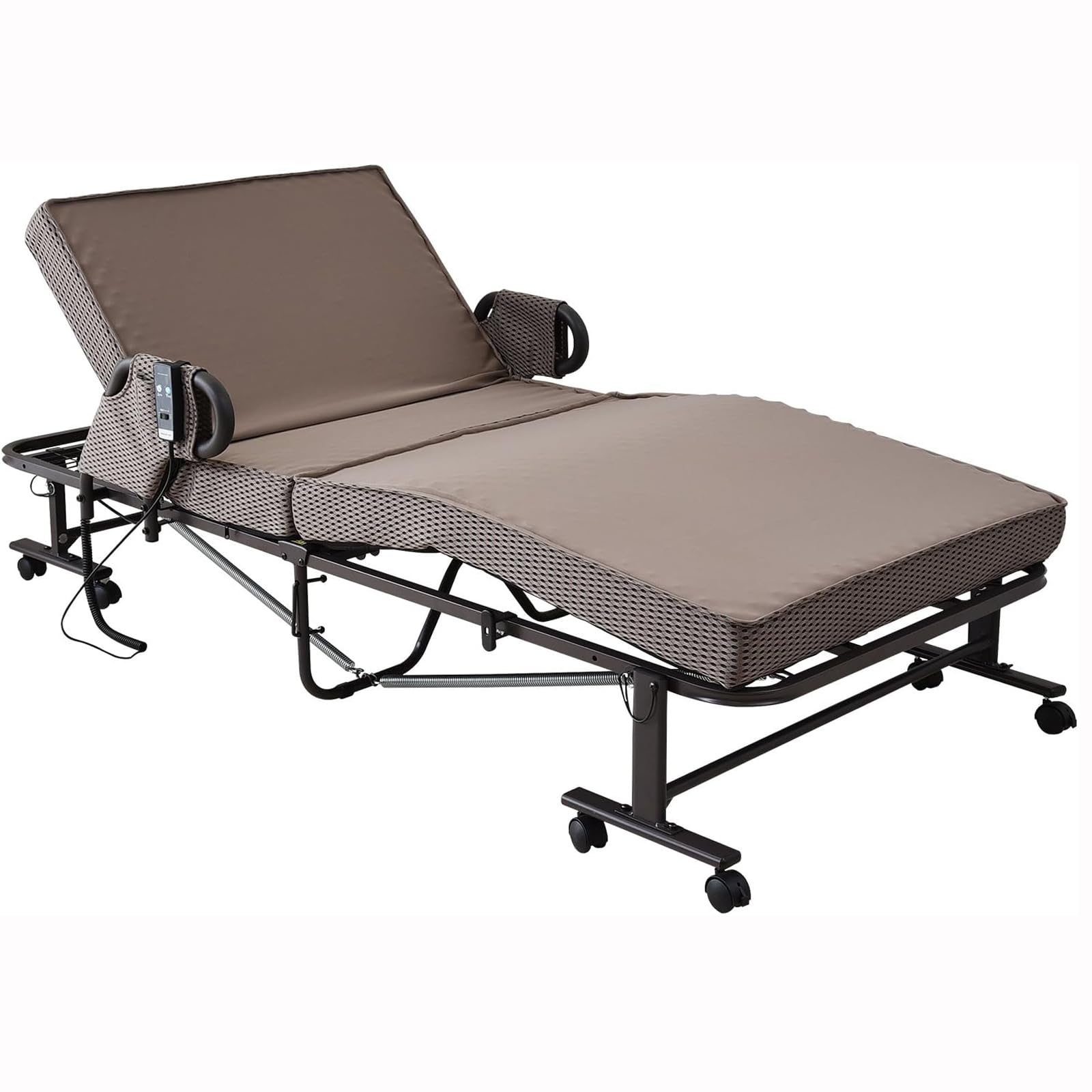 Amazon｜山善(YAMAZEN) 電動リクライニング 折りたたみベッド 手すり