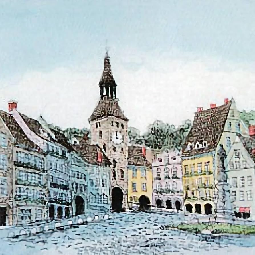 Amazon｜織田義郎 ドイツの小さな街並みII 木地色 エッチング＋手彩色