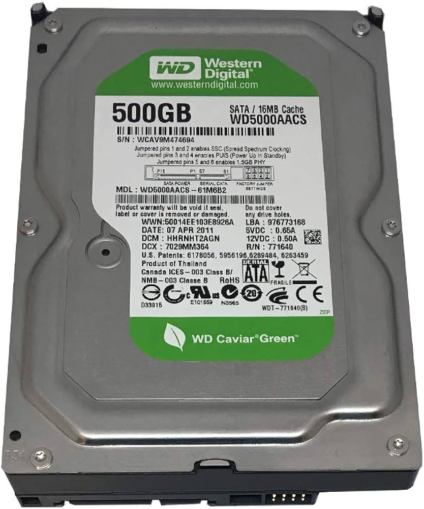 Amazon.com: Western Digital Caviar Green WD5000AACS 500GB 5400 to