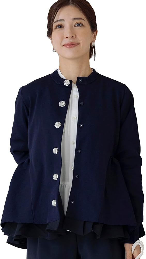 Amazon | [ソーノ] カーディガン オーナメントパール3Dレイヤード