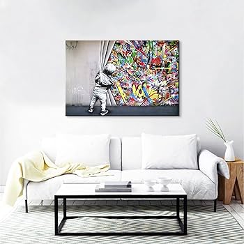 Amazon｜Banksy キャンバスウォールアート クラシックストリートアート