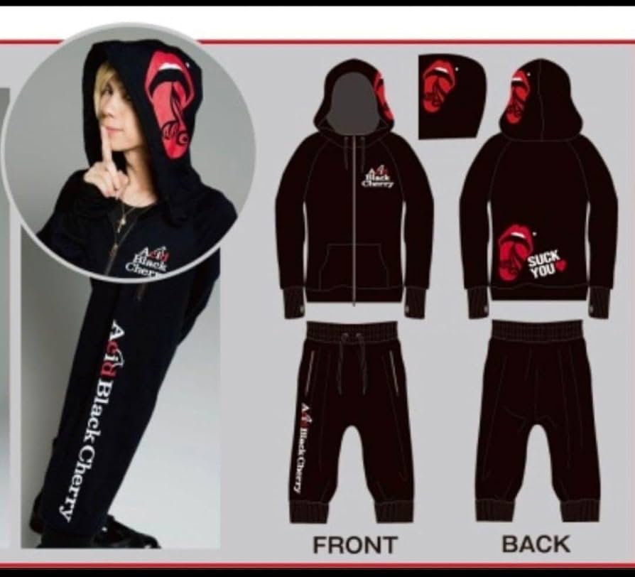 アシッドブラックチェリー パーカー ズボン セットアップ Acid Black