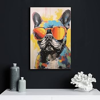 Amazon.co.jp: 絵画 サングラスをかけたフレンチ ブルドッグインテリア