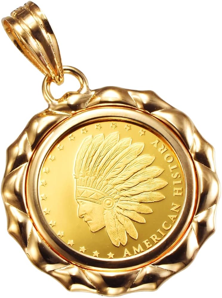 Amazon | [スペランツァ] K24 純金 コイン ペンダント インディアン