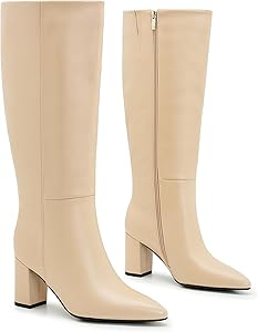 Amazon.com | Aizhenzm Apricot Wide Calf Knee High Boots For Women