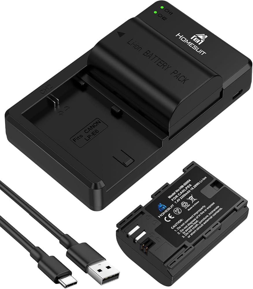 Amazon | Homesuit LP-E6 LP-E6N 互換バッテリー 2個 2200mAh LED 充電
