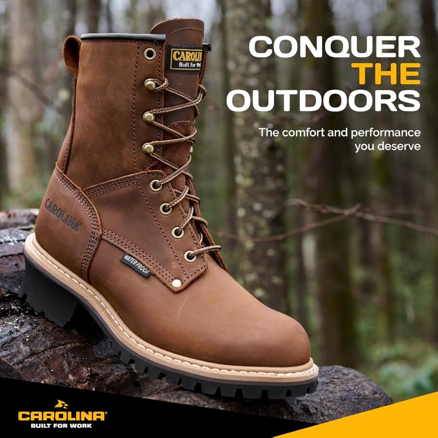 Amazon | Carolina 8インチ 防水 ロガーブーツ 男性用 - 滑り止め