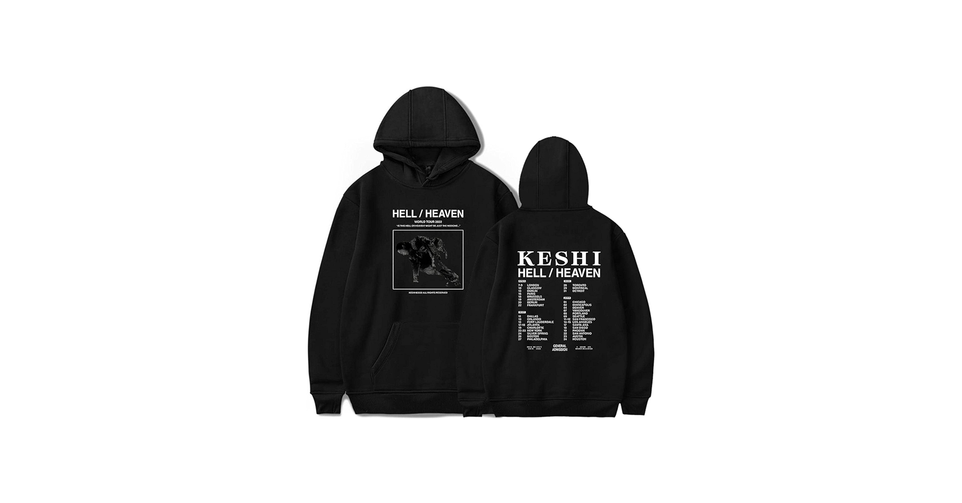 Keshi The Hell/Heaven Tour Merch Hoodie Pullover World Tour Navy,M